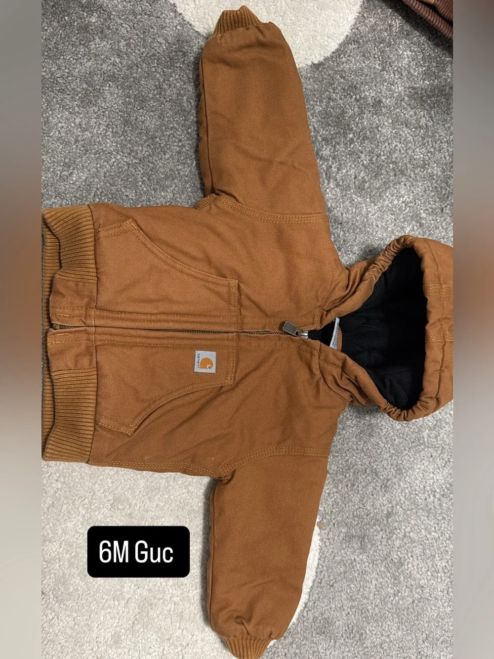 Carhartt Brown Hooded Quilted-Lined Jacket with Black Interior